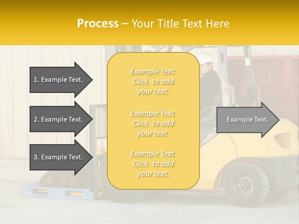 A Man Driving A Forklift Next To A Building PowerPoint Template