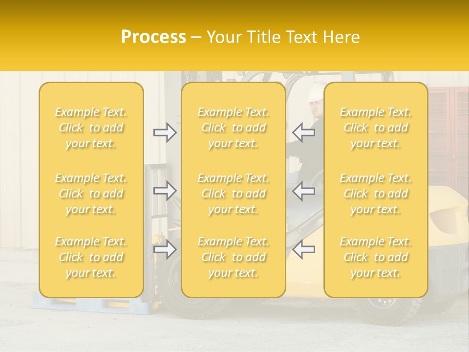 A Man Driving A Forklift Next To A Building PowerPoint Template