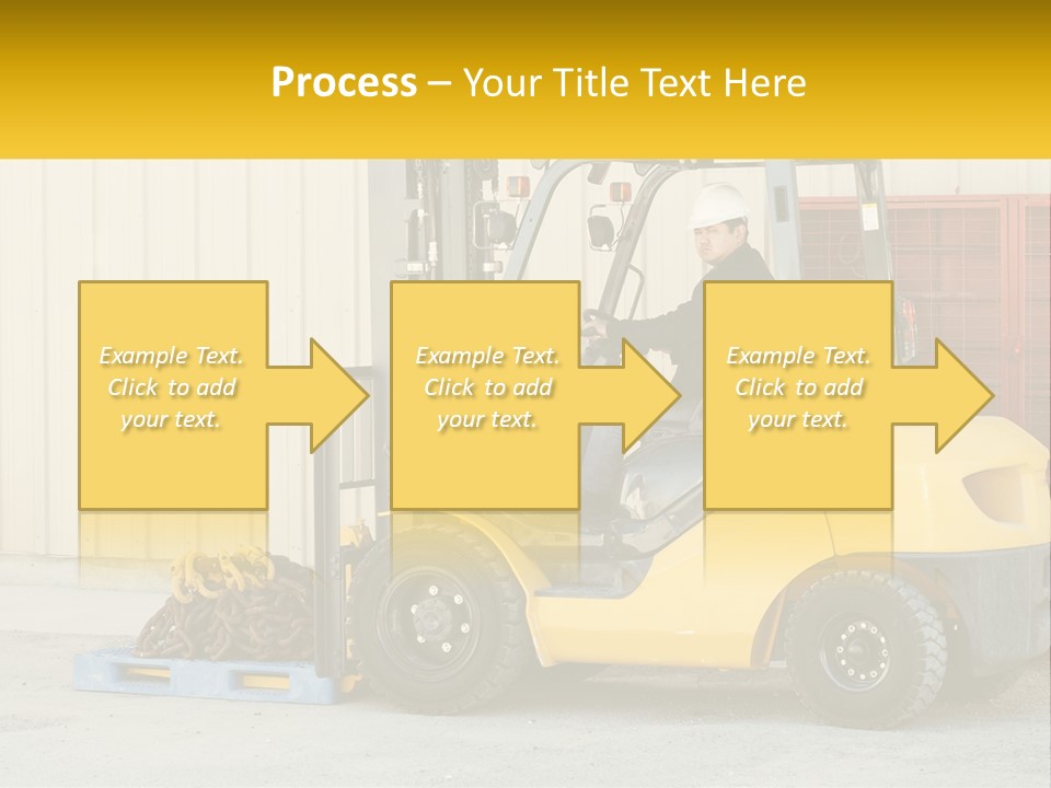 A Man Driving A Forklift Next To A Building PowerPoint Template