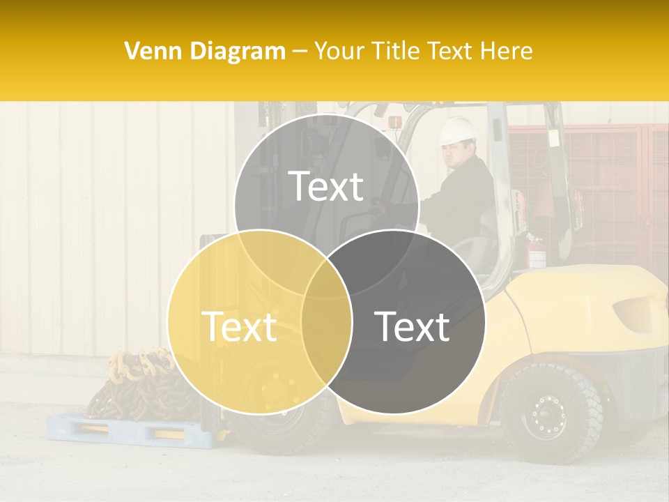A Man Driving A Forklift Next To A Building PowerPoint Template
