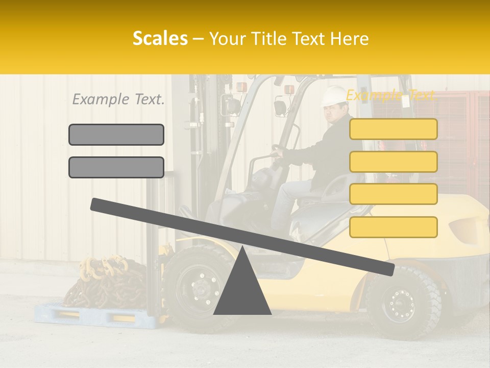 A Man Driving A Forklift Next To A Building PowerPoint Template