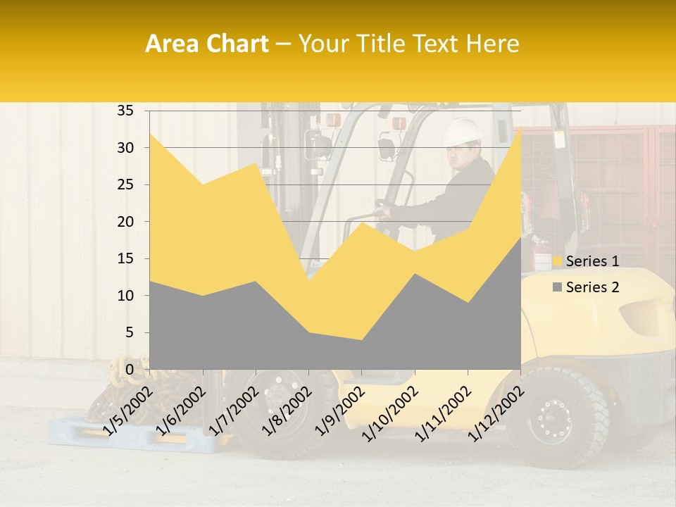 A Man Driving A Forklift Next To A Building PowerPoint Template