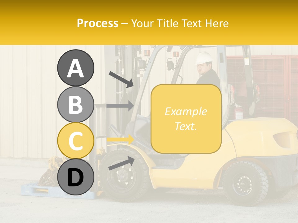 A Man Driving A Forklift Next To A Building PowerPoint Template