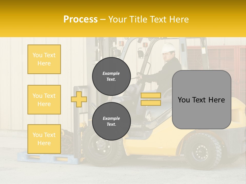A Man Driving A Forklift Next To A Building PowerPoint Template