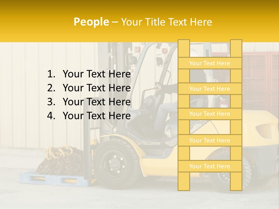 A Man Driving A Forklift Next To A Building PowerPoint Template