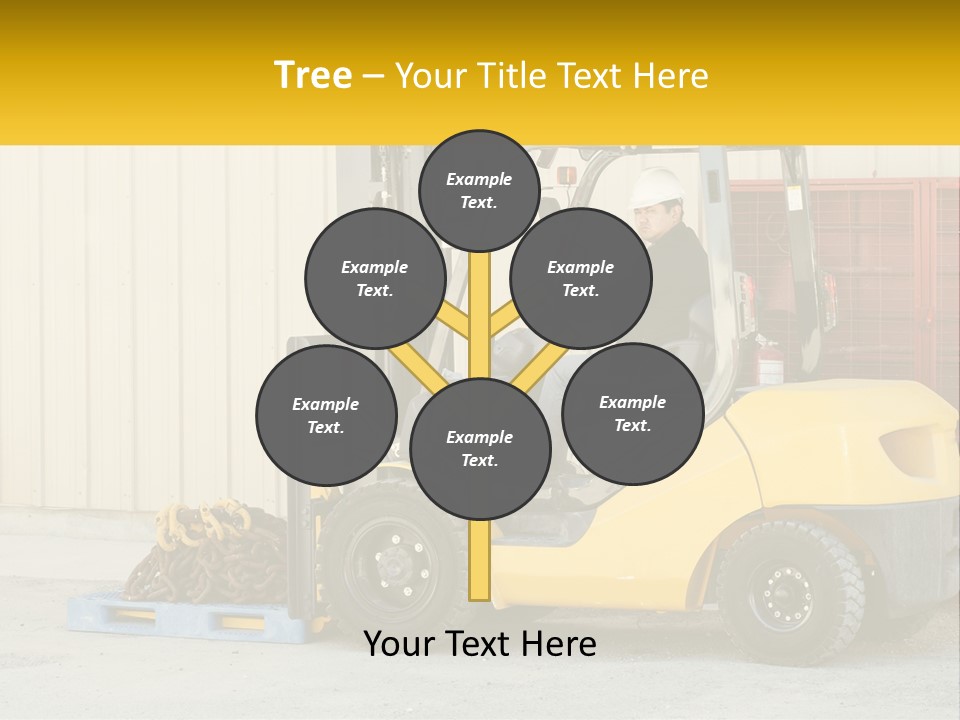 A Man Driving A Forklift Next To A Building PowerPoint Template