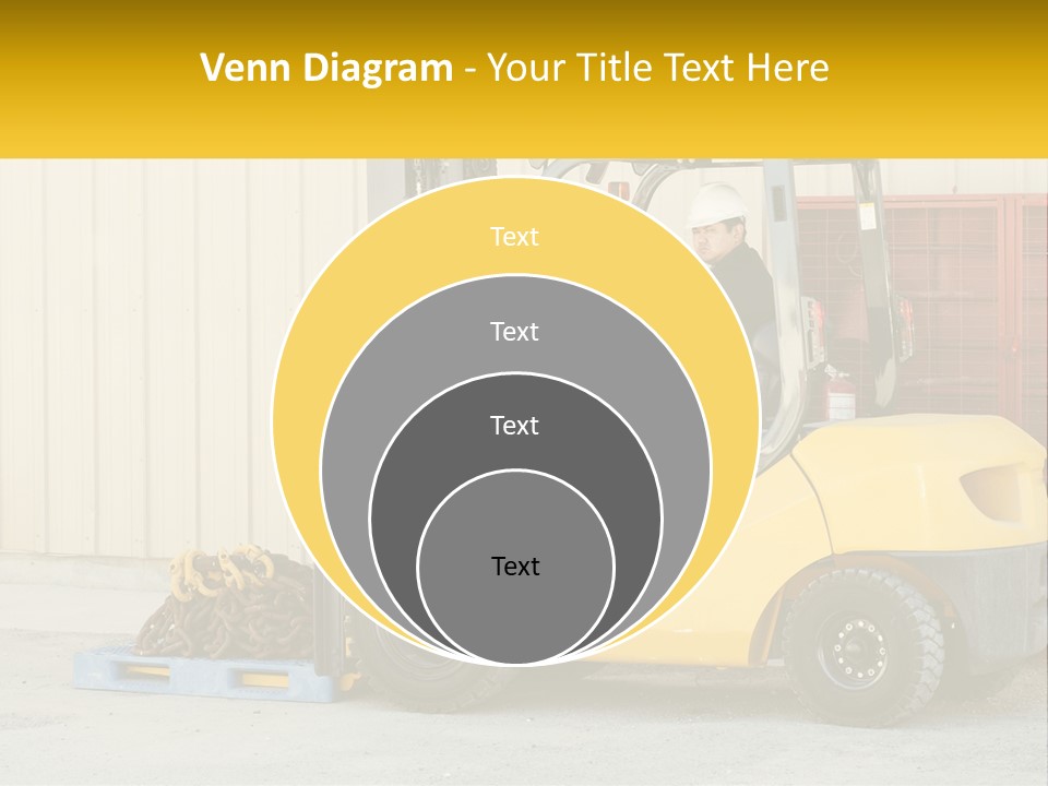 A Man Driving A Forklift Next To A Building PowerPoint Template
