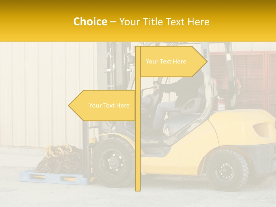 A Man Driving A Forklift Next To A Building PowerPoint Template
