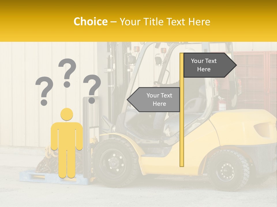 A Man Driving A Forklift Next To A Building PowerPoint Template