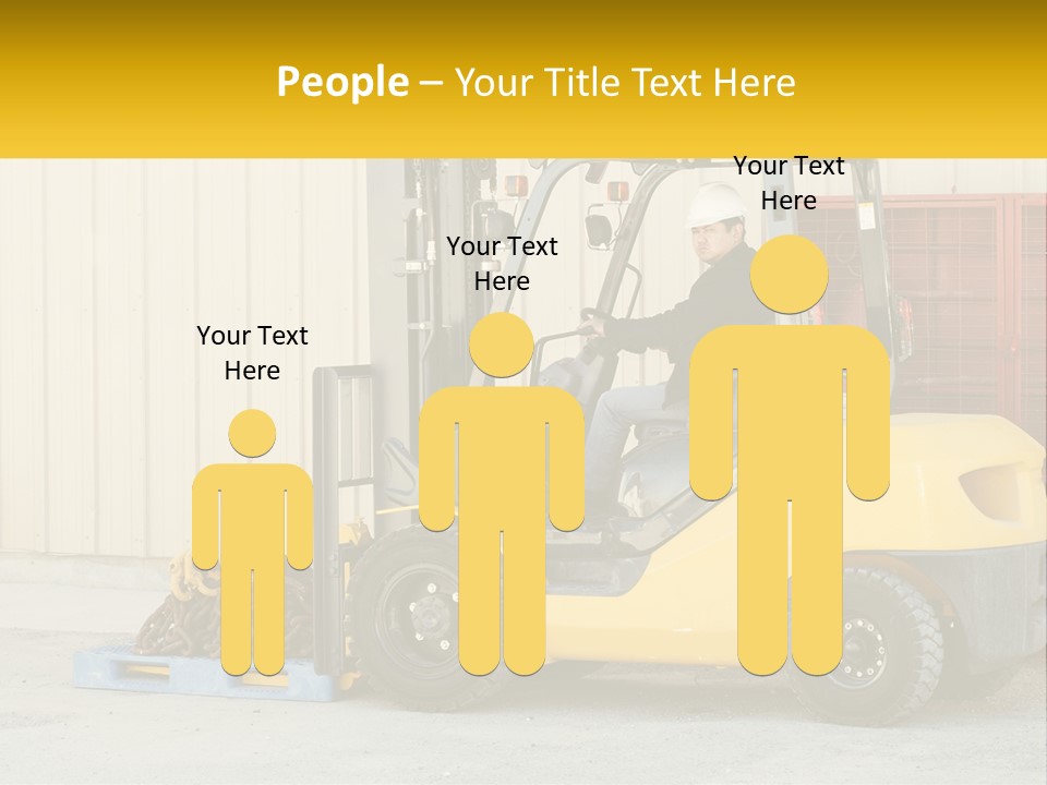 A Man Driving A Forklift Next To A Building PowerPoint Template