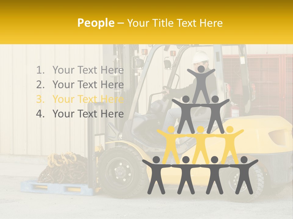 A Man Driving A Forklift Next To A Building PowerPoint Template