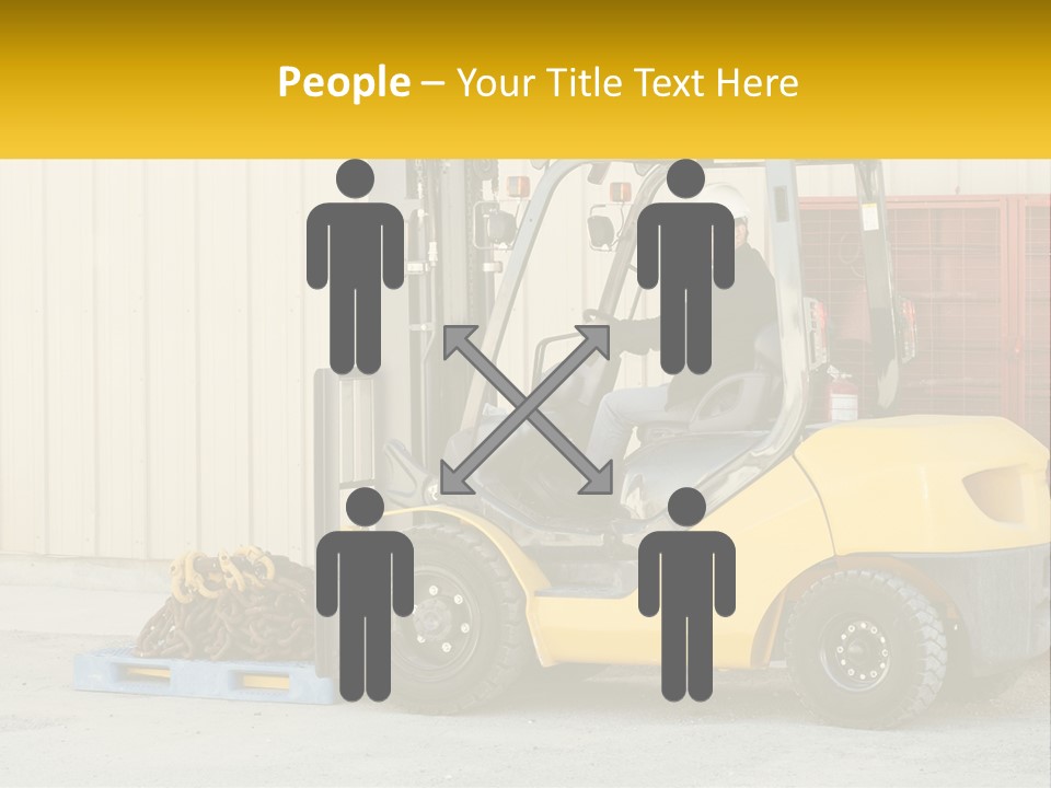 A Man Driving A Forklift Next To A Building PowerPoint Template