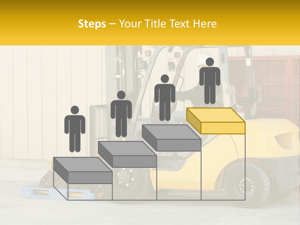 A Man Driving A Forklift Next To A Building PowerPoint Template