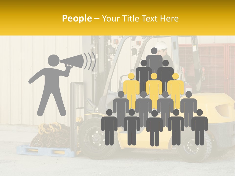 A Man Driving A Forklift Next To A Building PowerPoint Template