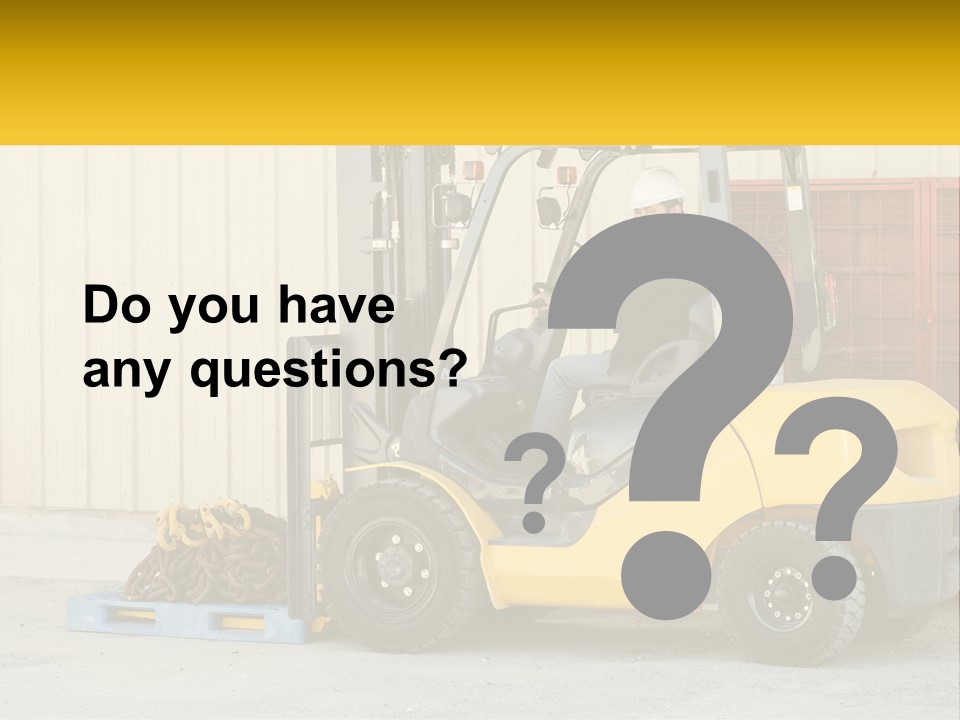 A Man Driving A Forklift Next To A Building PowerPoint Template