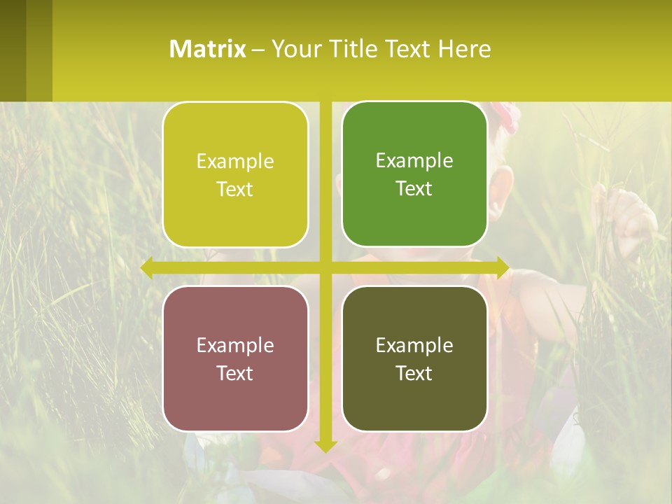 A Little Girl Sitting In The Grass With Her Hands Up PowerPoint Template