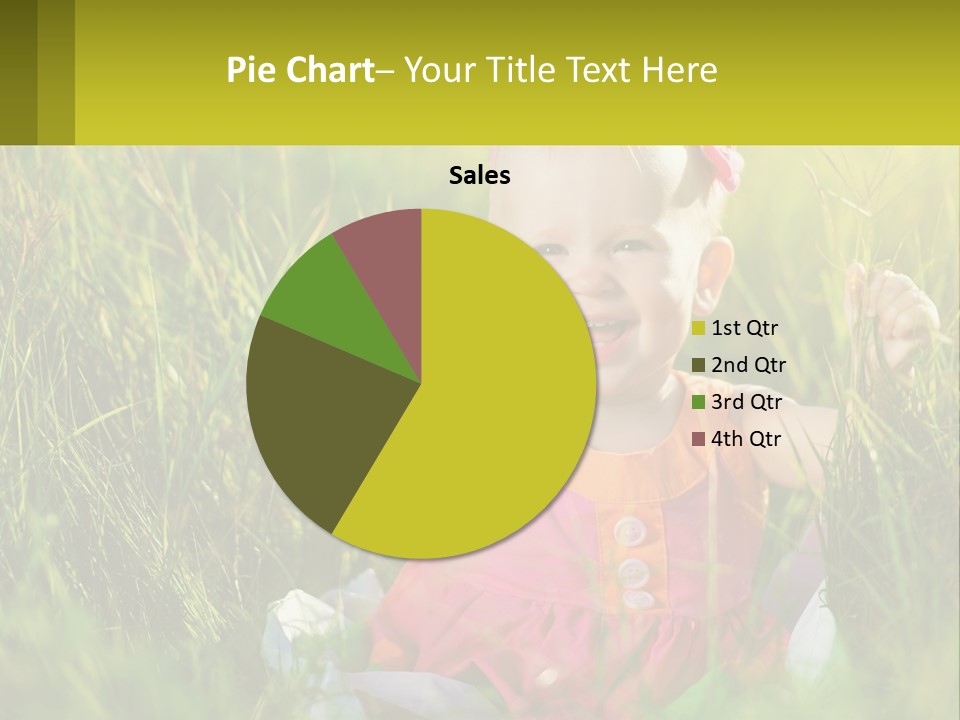 A Little Girl Sitting In The Grass With Her Hands Up PowerPoint Template