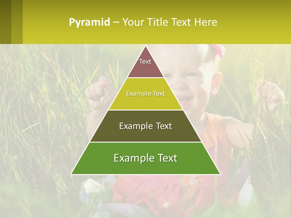 A Little Girl Sitting In The Grass With Her Hands Up PowerPoint Template