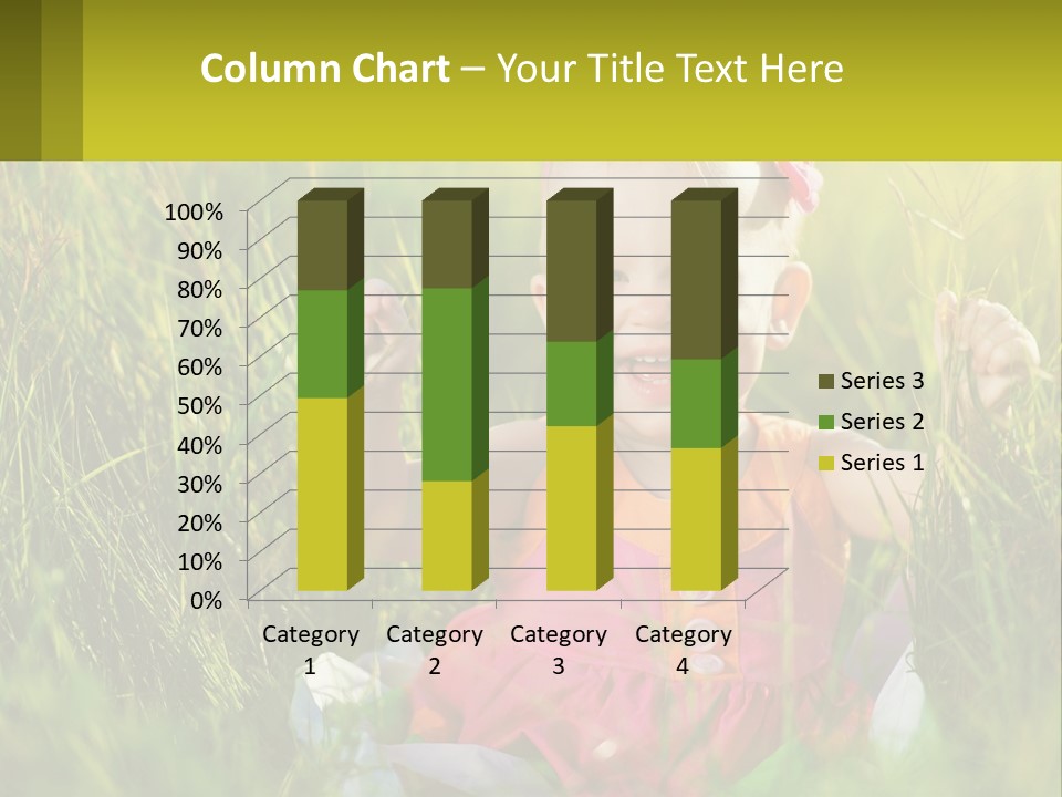 A Little Girl Sitting In The Grass With Her Hands Up PowerPoint Template