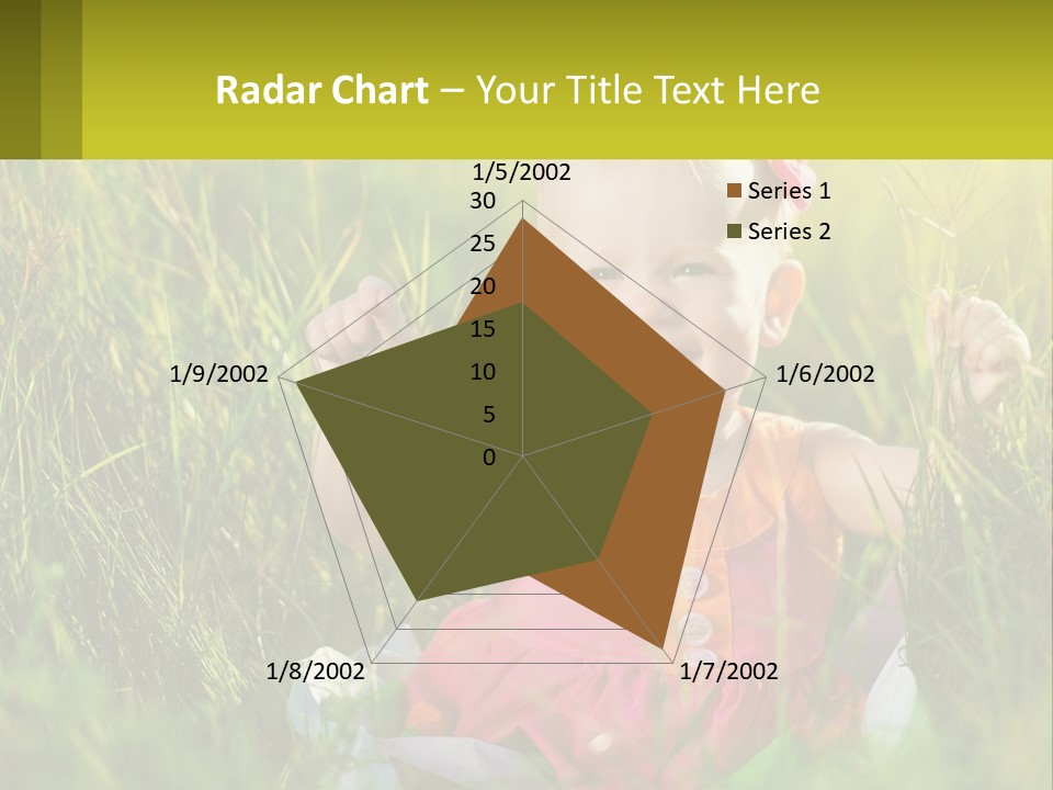 A Little Girl Sitting In The Grass With Her Hands Up PowerPoint Template