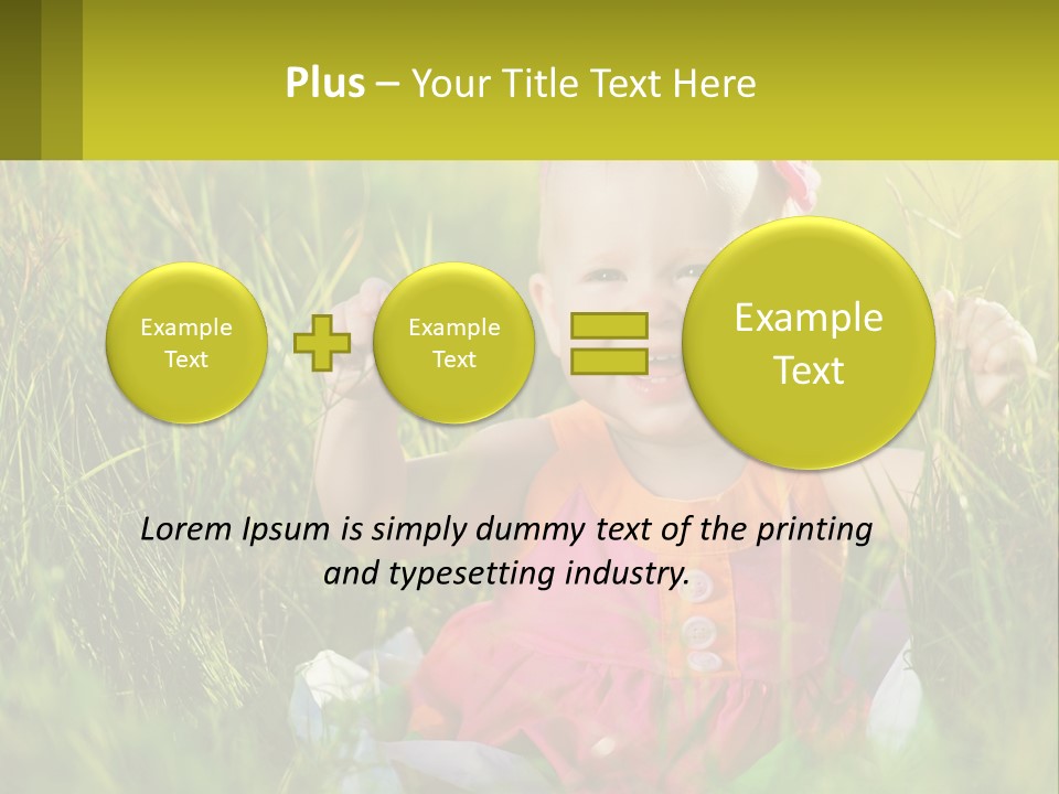 A Little Girl Sitting In The Grass With Her Hands Up PowerPoint Template