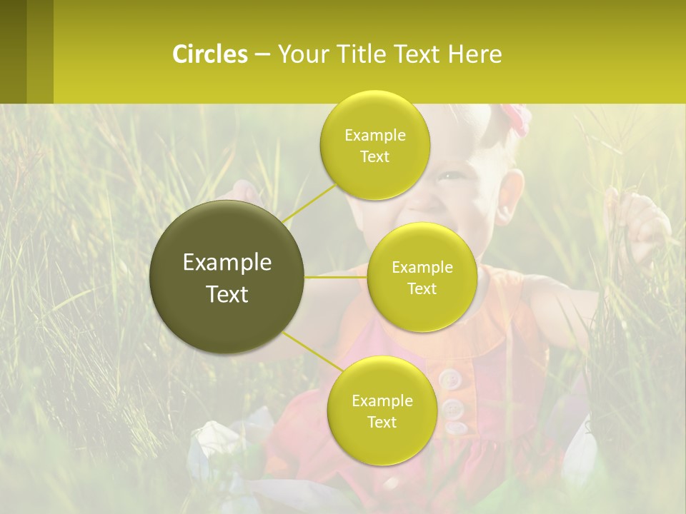 A Little Girl Sitting In The Grass With Her Hands Up PowerPoint Template