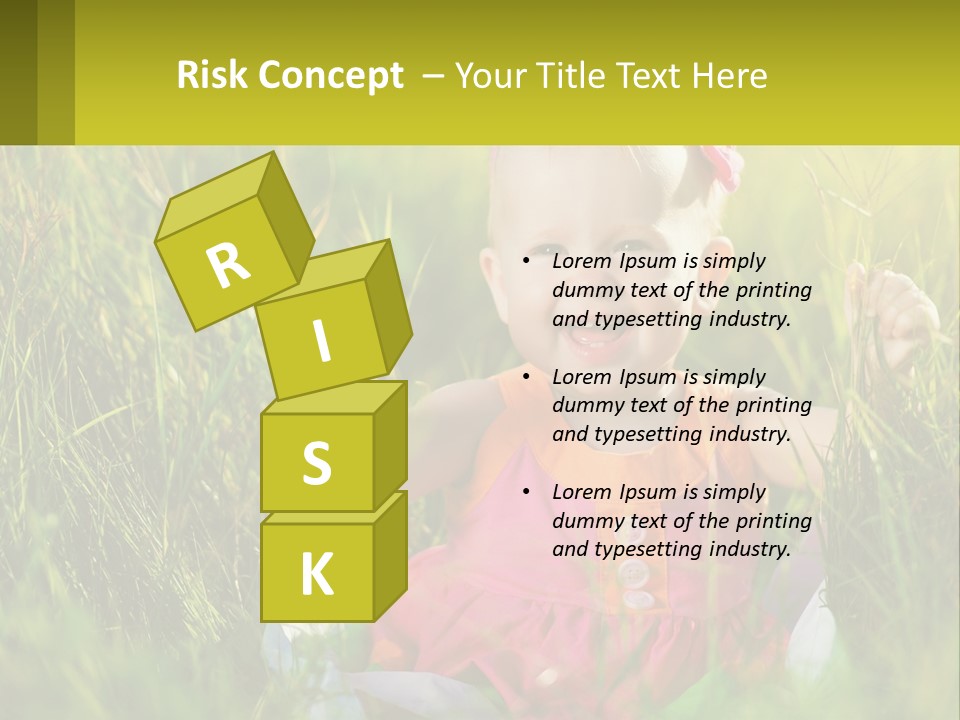 A Little Girl Sitting In The Grass With Her Hands Up PowerPoint Template