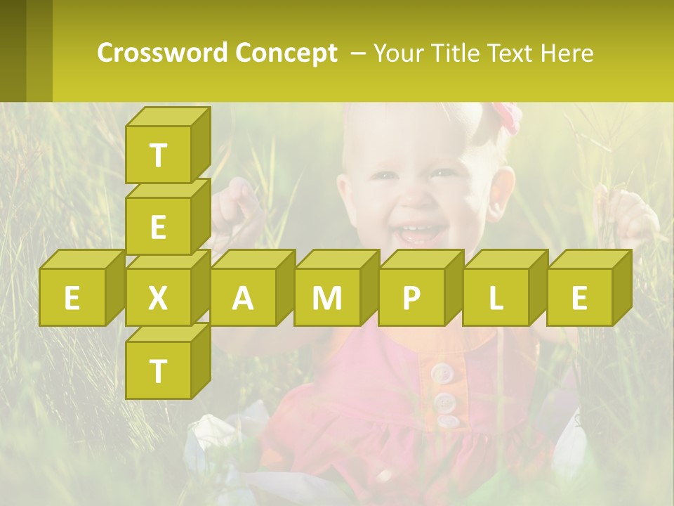 A Little Girl Sitting In The Grass With Her Hands Up PowerPoint Template