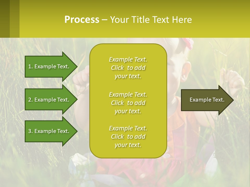A Little Girl Sitting In The Grass With Her Hands Up PowerPoint Template