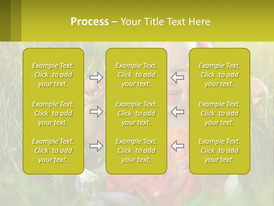 A Little Girl Sitting In The Grass With Her Hands Up PowerPoint Template