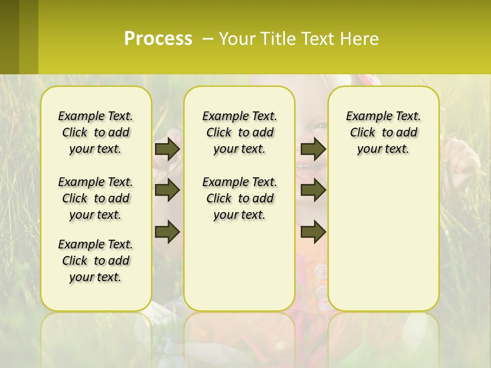 A Little Girl Sitting In The Grass With Her Hands Up PowerPoint Template