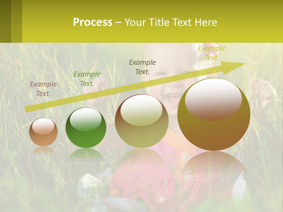 A Little Girl Sitting In The Grass With Her Hands Up PowerPoint Template