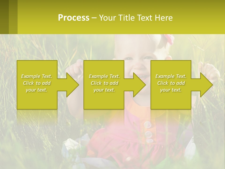 A Little Girl Sitting In The Grass With Her Hands Up PowerPoint Template
