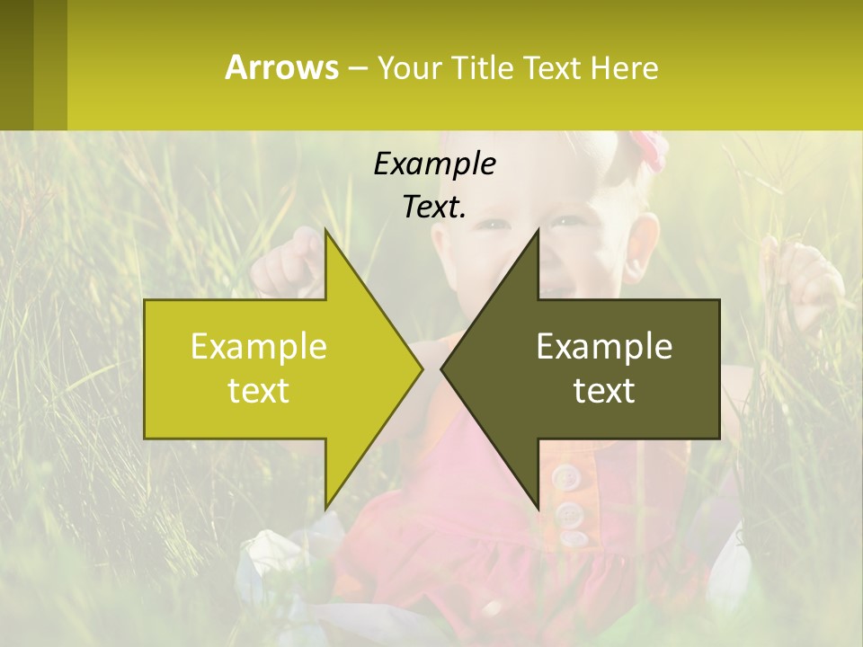 A Little Girl Sitting In The Grass With Her Hands Up PowerPoint Template