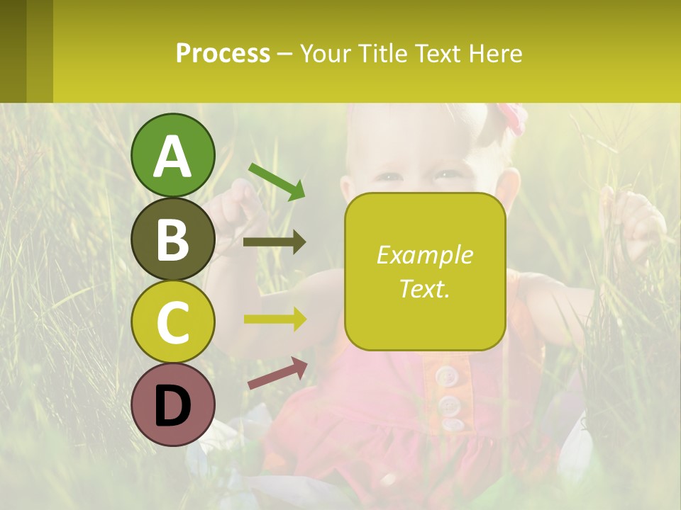 A Little Girl Sitting In The Grass With Her Hands Up PowerPoint Template