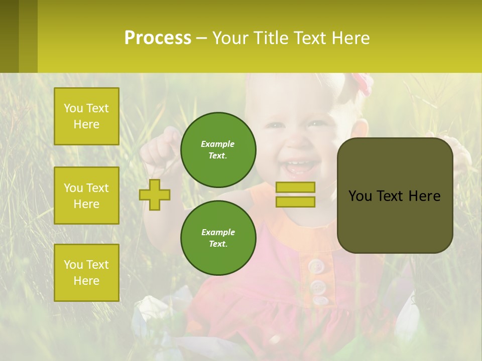 A Little Girl Sitting In The Grass With Her Hands Up PowerPoint Template