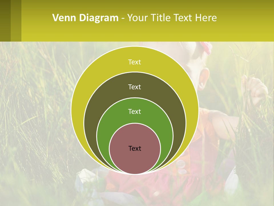 A Little Girl Sitting In The Grass With Her Hands Up PowerPoint Template