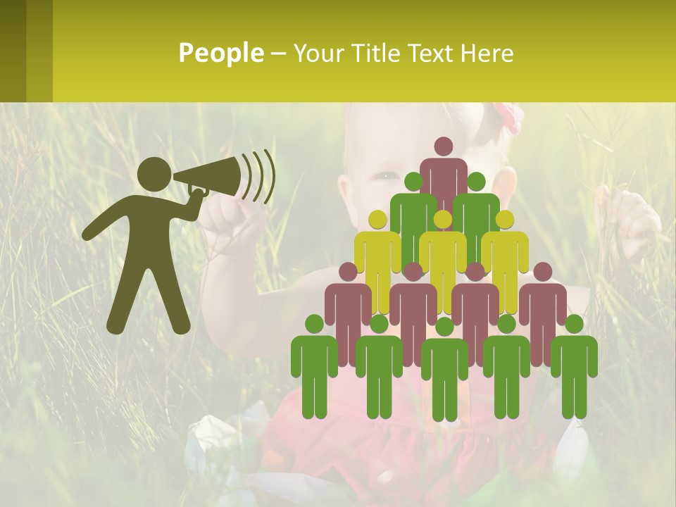 A Little Girl Sitting In The Grass With Her Hands Up PowerPoint Template