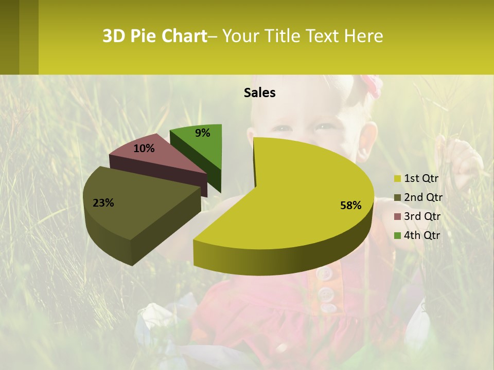 A Little Girl Sitting In The Grass With Her Hands Up PowerPoint Template