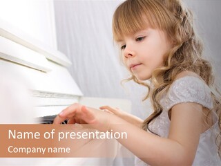 A Little Girl Playing A Piano Powerpoint Template PowerPoint Template