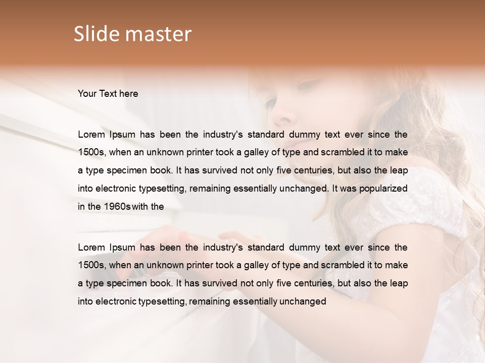 A Little Girl Playing A Piano Powerpoint Template PowerPoint Template