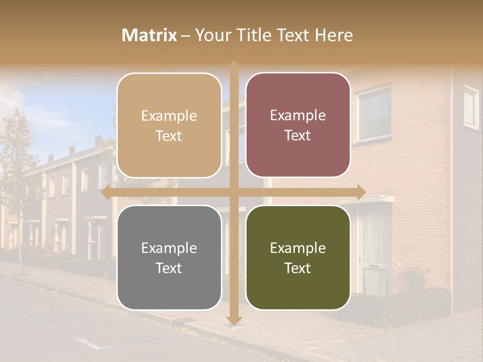 A Row Of Brick Houses With A Blue Sky In The Background PowerPoint Template