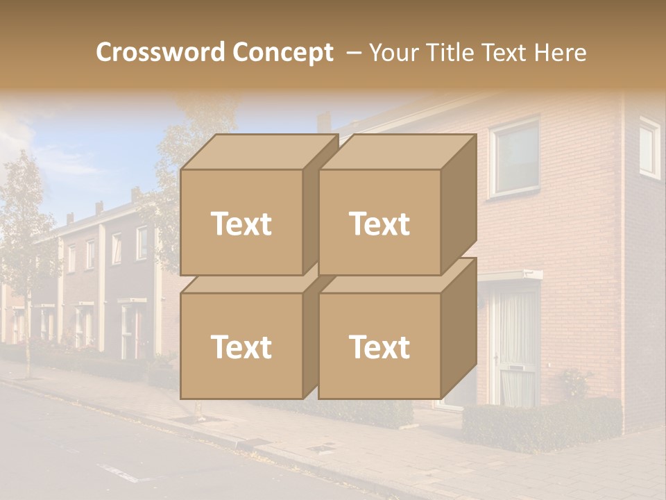 A Row Of Brick Houses With A Blue Sky In The Background PowerPoint Template