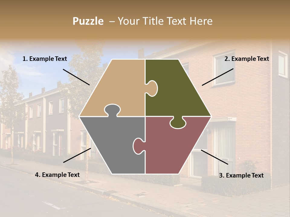 A Row Of Brick Houses With A Blue Sky In The Background PowerPoint Template