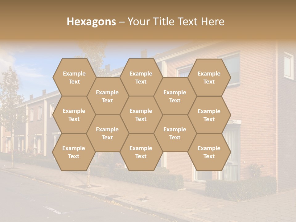 A Row Of Brick Houses With A Blue Sky In The Background PowerPoint Template