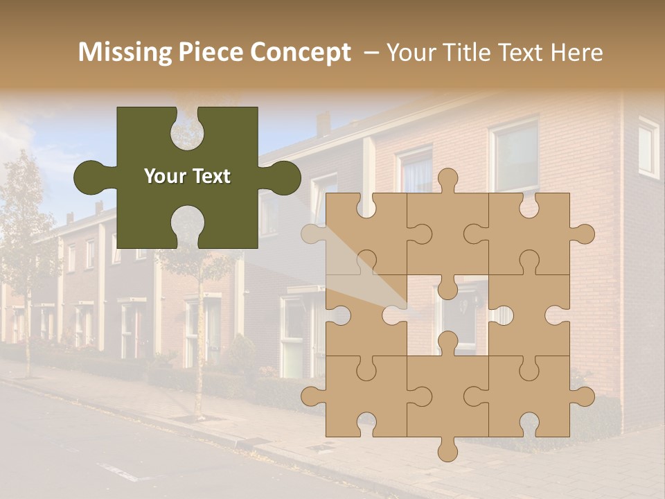 A Row Of Brick Houses With A Blue Sky In The Background PowerPoint Template