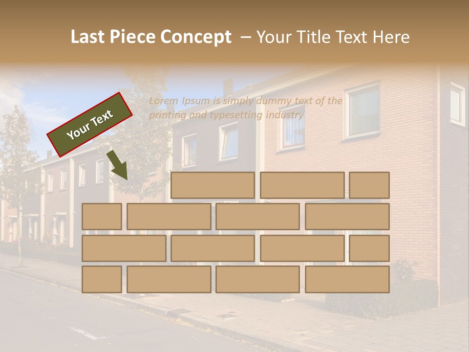A Row Of Brick Houses With A Blue Sky In The Background PowerPoint Template