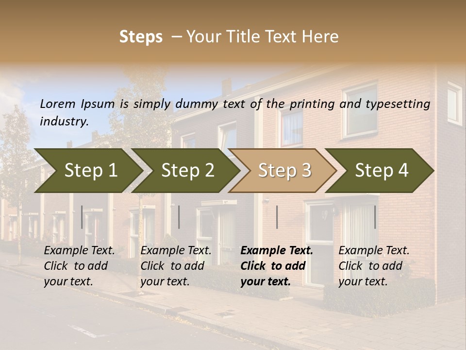 A Row Of Brick Houses With A Blue Sky In The Background PowerPoint Template