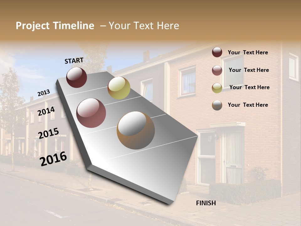 A Row Of Brick Houses With A Blue Sky In The Background PowerPoint Template