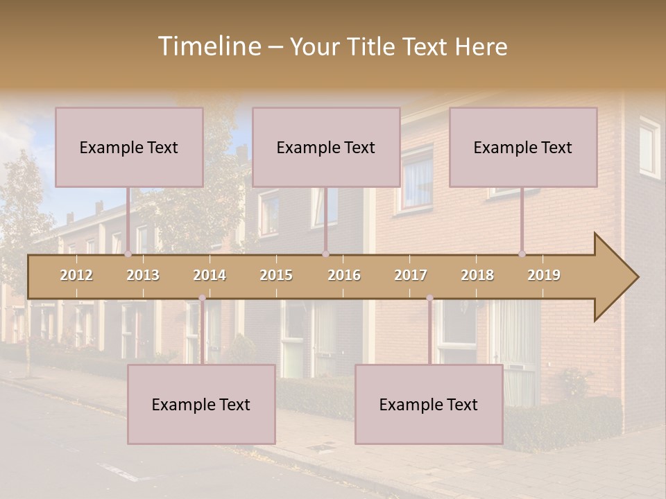A Row Of Brick Houses With A Blue Sky In The Background PowerPoint Template